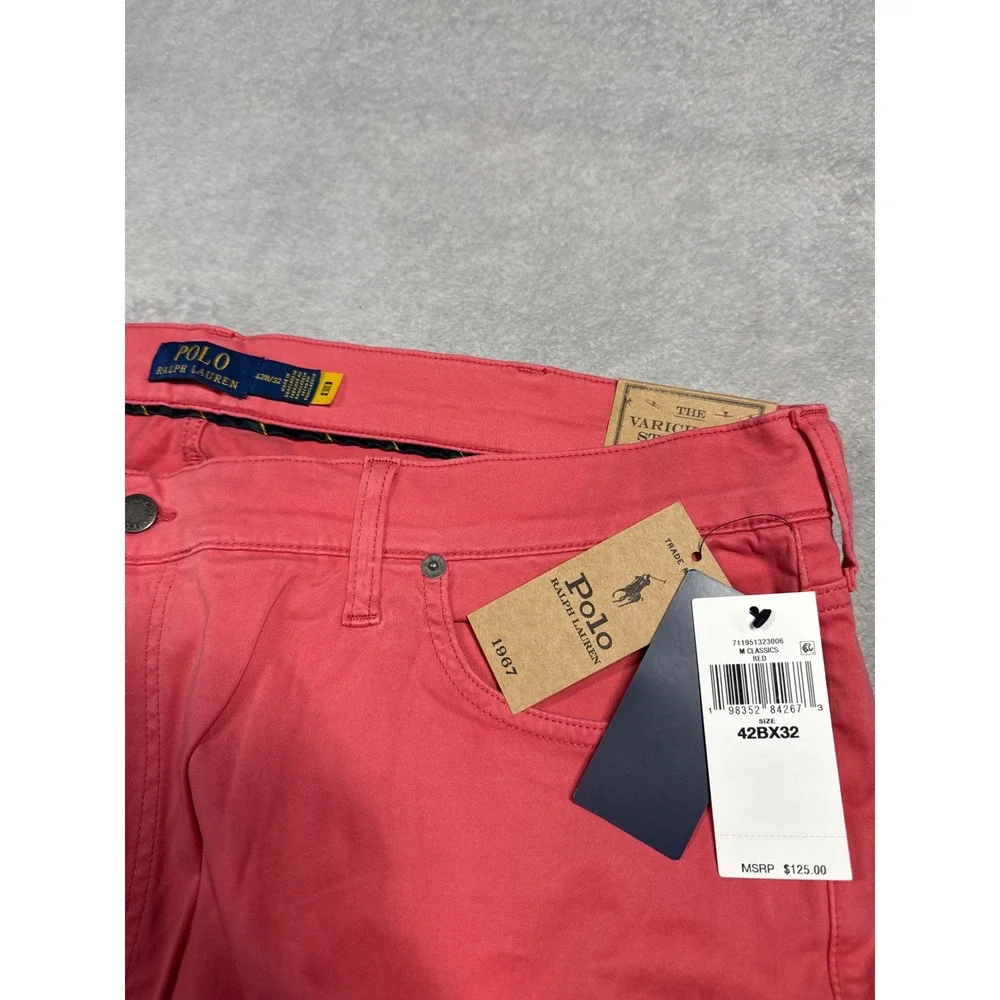 Polo Ralph Lauren Varick Slim Straight Mens 42x32 Red Stretch Chino Pants